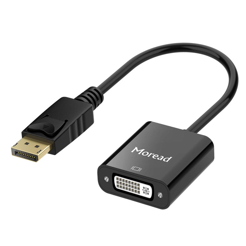 Moread DisplayPort (DP) to DVI Adapter, Gold-Plated Display Port to DVI-D Adapter (Male to Female) Compatible with Computer, Desktop, Laptop, PC, Monitor, Projector, HDTV - Black - Image 1
